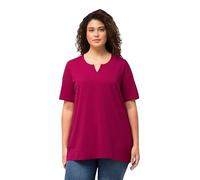 Ulla Popken Womenswear Plus Size Curvy Essential Notch Neck Stretch Tee Magnolia red 50+ 807259820-50+