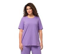 Ulla Popken Womenswear Plus Size Curvy Essential Round Neck Stretch Tee Blue Lilac 50+ 807264810-50+