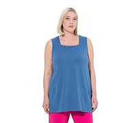 Ulla Popken Womenswear Plus Size Curvy Essential Square Neck Stretch Cotton Tank Denim Blue 54+ 807310721-54+