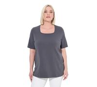 Ulla Popken Womenswear Plus Size Curvy Essential Square Neck Stretch Tee Graphite Grey 46+ 807286110-46+