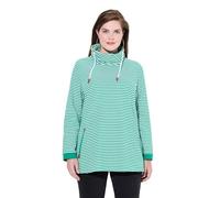 Ulla Popken Womenswear Plus Size Curvy Fine Stripe Draped Collar Sweatshirt Moss Green 54+ 795267451-54+