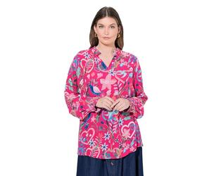 Ulla Popken Womenswear Plus Size Curvy Floral Folklore Print Smocked Blouse pink 50+ 845476520-50+