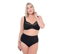 Ulla Popken Women's Bügel-bh, Blütenspitze, Vollspitze, Cup C-E Bras, Semi-Sheer, Black, 50 C
