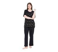 Ulla Popken Womenswear Plus Size Curvy Flower Rain Two Piece Pajama Set Black 42+ 842589100-42+