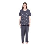 Ulla Popken Womenswear Plus Size Curvy Flower Rain Two Piece Pajama Set Dark Grey 42+ 842589102-42+