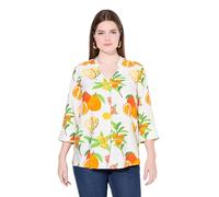 Ulla Popken Womenswear Plus Size Curvy Fruit Print 3/4 Sleeve Split Neck Blouse snow white 50+ 838185200-50+