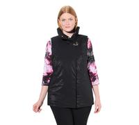 Ulla Popken Womenswear Plus Size Curvy Fully lined stand-up collar vest with decorative fastener black 50+ 834756100-50+