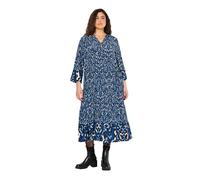 Ulla Popken Womenswear Plus Size Curvy Geometric Print 3/4 Sleeve Dress Marine 50+ 831575130-50+