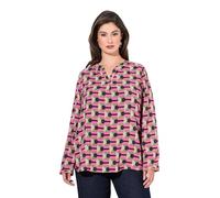 Ulla Popken Womenswear Plus Size Curvy Graphic Print Long Sleeve Blouse Pink 50+ 836719802-50+