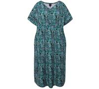 Ulla Popken Womenswear Plus Size Curvy Graphic Print Short Sleeve Midi Dress Asphalt Gray 46+ 828245110-46+