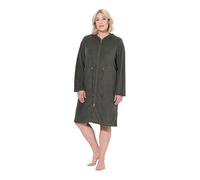 Ulla Popken Womenswear Plus Size Curvy Hooded Zip-Up Bathrobe Olive Grey 58+ 839727437-58+