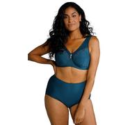 Ulla Popken Womenswear Plus Size Curvy Kelly Pinstripe Support Bra Petrol 110G 658495747-110G