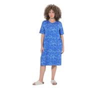 Ulla Popken Womenswear Plus Size Curvy Lemon Print Ruffled T-Shirt Dress Peacock Blue 50+ 850204740-50+