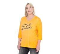 Ulla Popken Womenswear Plus Size Curvy Love is in The Details 3/4 Sleeve Graphic Tee neon Orange 46+ 841409643-46+