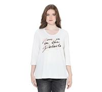 Ulla Popken Womenswear Plus Size Curvy Love is in The Details 3/4 Sleeve Graphic Tee Off-White 42+ 841409200-42+