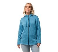 Ulla Popken Womenswear Plus Size Curvy Melange Knit Fleece Lined Hooded Jacket Aqua 46+ 814634739-46+
