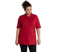 Ulla Popken Womenswear Plus Size Curvy Oversize Basic Pique Polo Shirt Poppy 42+ 637297 57-42+