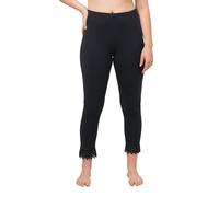 Ulla Popken Womenswear Plus Size Curvy Oversize Eco Cotton Elastic Waist Lace Trim Leggings Black 54+ 747979100-54+