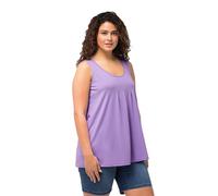 Ulla Popken Womenswear Plus Size Curvy Oversize Essential Pleat Front Knit Tank Pale Lilac 46+ 796470810-46+