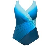 Ulla Popken Womenswear Plus Size Curvy Oversize Gradient One Piece Wrap Look Bathing Suit Teal 32 824243750-58