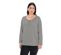 Ulla Popken Womenswear Plus Size Curvy Oversize Long Sleeve Cotton Shirt Light Grey Mélange 54+ 700603 13-54+