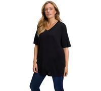 Ulla Popken Womenswear Plus Size Curvy Oversize Basic V-Neck Relaxed Fit Short Sleeve Tee Black 42+ 515283100-42+
