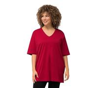 Ulla Popken Womenswear Plus Size Curvy Oversize Relaxed Fit V-Neck Tee Poppy 54+ 515283 57-54+