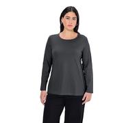 Ulla Popken 646801 Women's Large Sizes up to 64 Basic Shirt Sweatshirt with Round Neck, Long Sleeve & Slim Fit 100% Cotton & Plain - Grey - 24