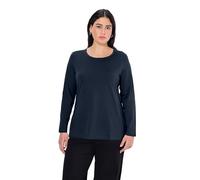 Ulla Popken Womenswear Plus Size Curvy Oversize Slim Fit Long Sleeve Cotton Tee Navy Blue 62+ 646801 71-62+