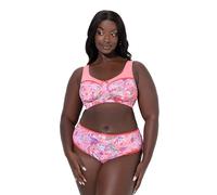 Ulla Popken Womenswear Plus Size Curvy Pastel Floral Relief Bra Peach Pink 90D 845540507-90D