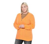 Ulla Popken Womenswear Plus Size Curvy Patent Knit Zip-Up Wool Blend Cardigan neon Orange 50+ 841369643-50+