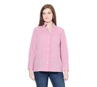 Ulla Popken Womenswear Plus Size Curvy Pinstripe Ruffle Trim Button Down Shirt dark mauve 54+ 829784813-54+