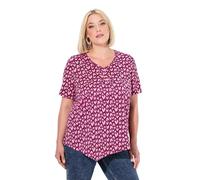 Ulla Popken Womenswear Plus Size Curvy Pointed Hem Heart Print Short Sleeve Tee Ruby 46+ 837202540-46+