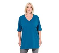 Ulla Popken Womenswear Plus Size Curvy Relaxed Fit V-Neck Tee Blue Green 54+ 515283768-54+