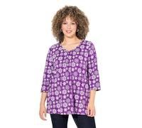 Ulla Popken Womenswear Plus Size Curvy Snowflake Print 3/4 Sleeve A-Line Tee Dark Purple 58+ 833685835-58+