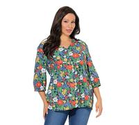 Ulla Popken Womenswear Plus Size Curvy Sparkling Floral Blouse Ink Blue 50+ 845802740-50+
