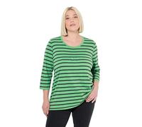 Ulla Popken Womenswear Plus Size Curvy Striped 3/4 Sleeve A-Line Tee Apple Green 58+ 834195428-58+