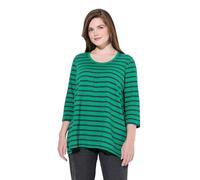 Ulla Popken Womenswear Plus Size Curvy Striped 3/4 Sleeve A-Line Tee Moss Green 46+ 834195451-46+