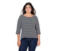 Ulla Popken Womenswear Plus Size Curvy Striped 3/4 Sleeve Tee Black 50+ 837114100-50+