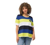 Ulla Popken Womenswear Plus Size Curvy Striped Embroidered Logo Short Sleeve Tee 828316