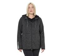 Ulla Popken Womenswear Plus Size Curvy Sweater Knit Fleece Hooded Zip Front Sweatshirt Black 46+ 812880100-46+
