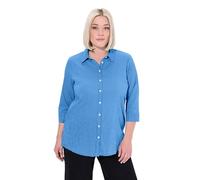 Ulla Popken Womenswear Plus Size Curvy Textured Stripe Button Front Stretch Blouse cobalt blue 54+ 797458760-54+