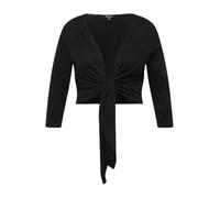 Ulla Popken Womenswear Plus Size Curvy Versatile Surplice Wrap Tie Hem Bolero Top 794514, Black, 42-44