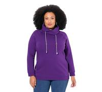 Ulla Popken Womenswear Plus Size Curvy Drawstring Collar Long Sleeve Sweatshirt deep Violet 42+ 713963840-42+