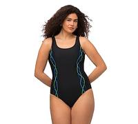 Ulla Popken Badeanzug, Pipings, Unterbrustband, Vorderfutter Women's One-Piece Swimsuit, Black, 24