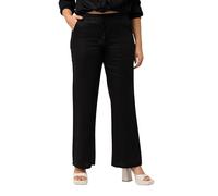 Ulla Popken Womenswear Plus Size Curvy Drawstring Elastic Waist Mary Fit Linen Pants Black 16 728590100-42