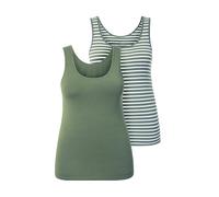 Ulla Popken Womenswear Plus Size Curvy Eco Cotton 2 Pack Tank Tops Olive Green 50+ 847051430-50+