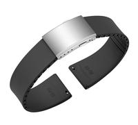 ULLCHRO FKM Rubber Fluoridated Watch Strap Cut to Size Soft and Durable Quick Release Fluorine Rubber Watch Strap for Men and Women 18mm 19mm 20mm 21mm 22mm, Black/White, 22mm, strip