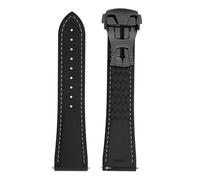 ULLCHRO FKM Rubber Silicone Watch Strap 20mm 22mm Waterproof Smartwatch Strap Replacement for Men with Quick Release Watch Straps, Black & White 02, 21mm