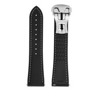 ULLCHRO FKM Rubber Silicone Watch Strap 20mm 22mm Waterproof Smartwatch Strap Replacement for Men with Quick Release Watch Straps, Black & White 01, 20mm